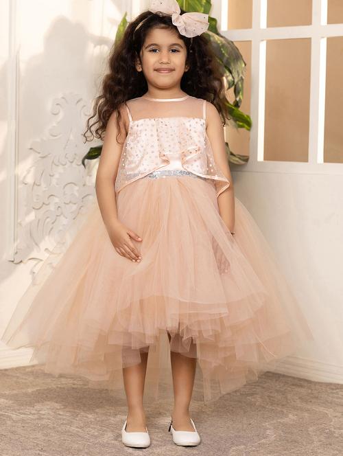 girls self designed sleeveless high low dress - 21963202 - Standard Image - 0