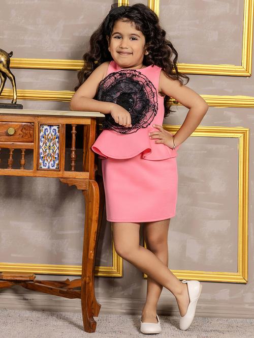 girls self designed sleeveless bodycon peplum dress - 21963205 - Standard Image - 0