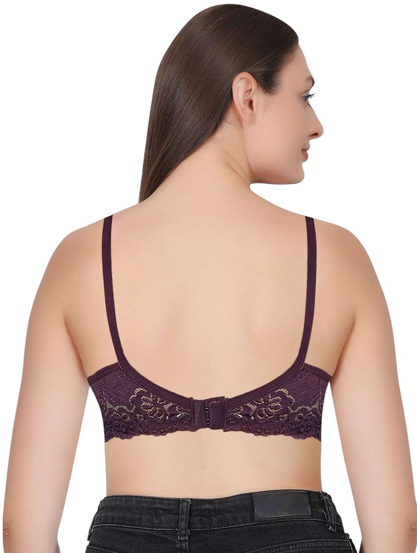 women solid lace detailed t-shirt bra - 21963219 -  Standard Image - 3