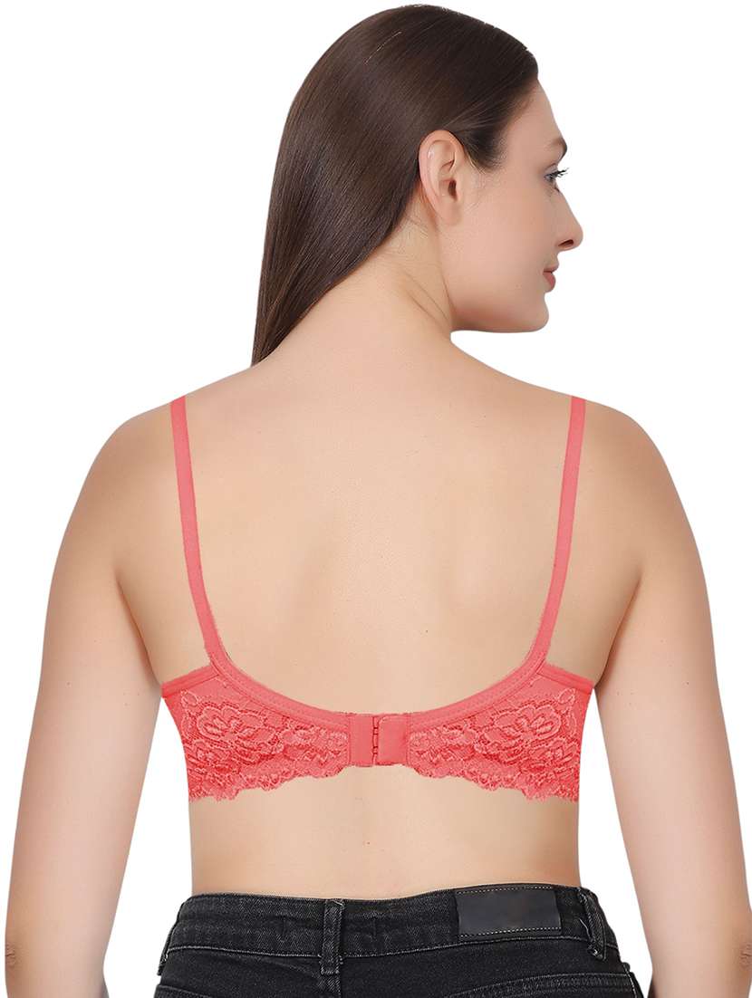 women solid lace detailed t-shirt bra - 21963221 -  Standard Image - 3