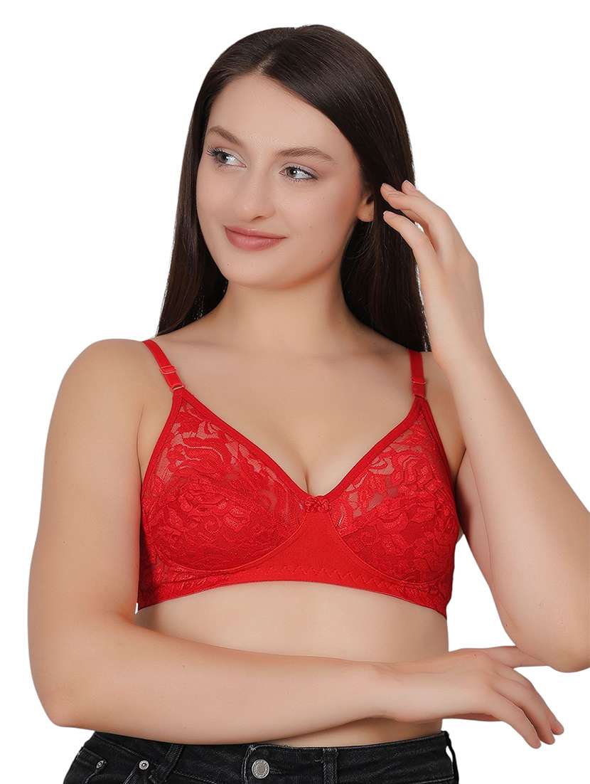women solid lace detailed t-shirt bra - 21963222 - Zoom Image - 0