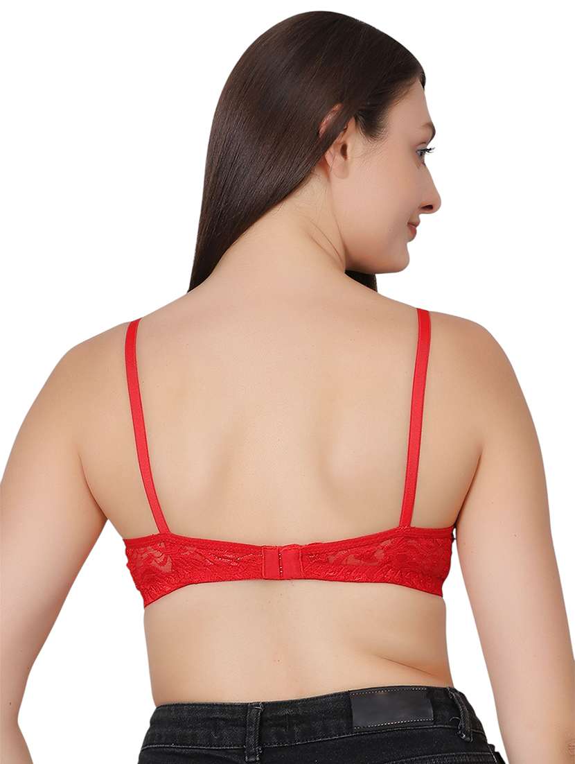 women solid lace detailed t-shirt bra - 21963222 - Standard Image - 3
