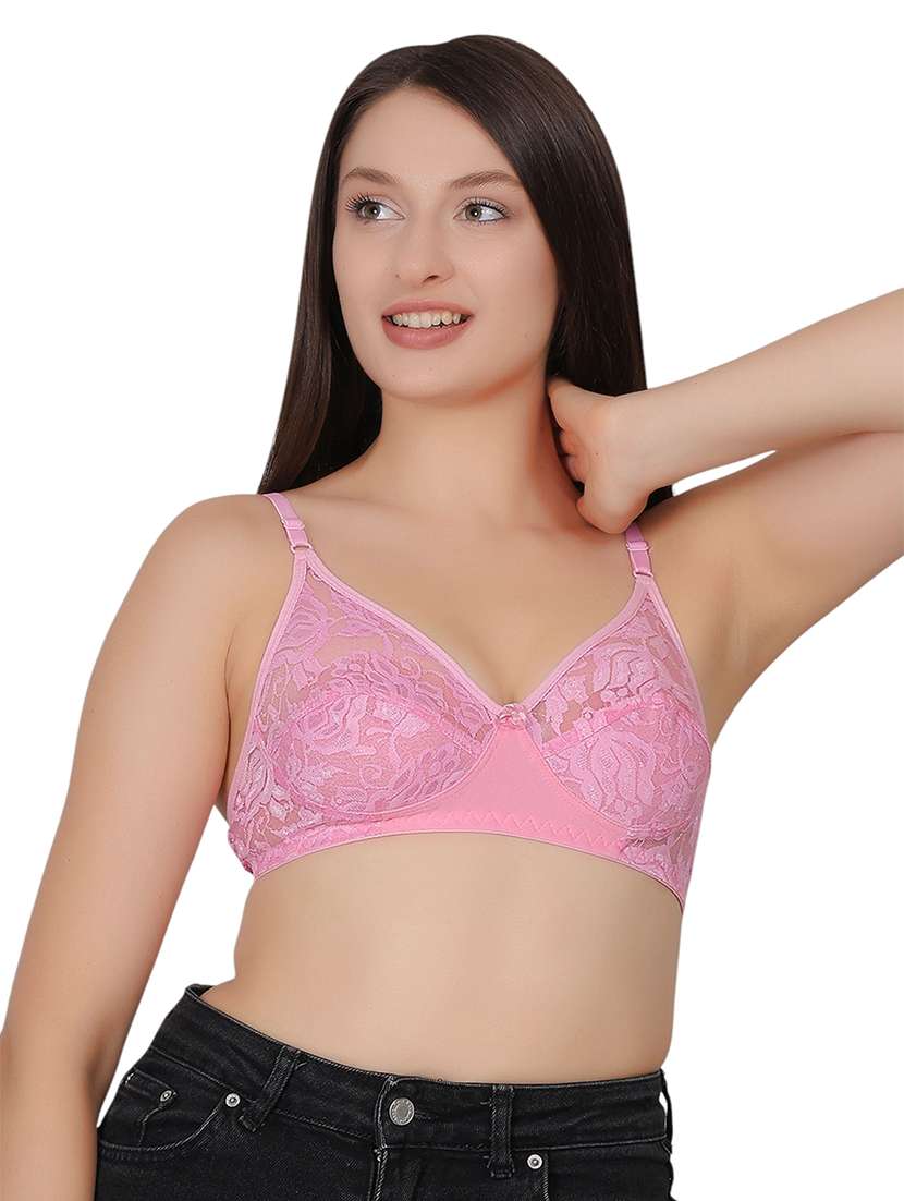 women solid lace detailed t-shirt bra - 21963224 - Zoom Image - 0