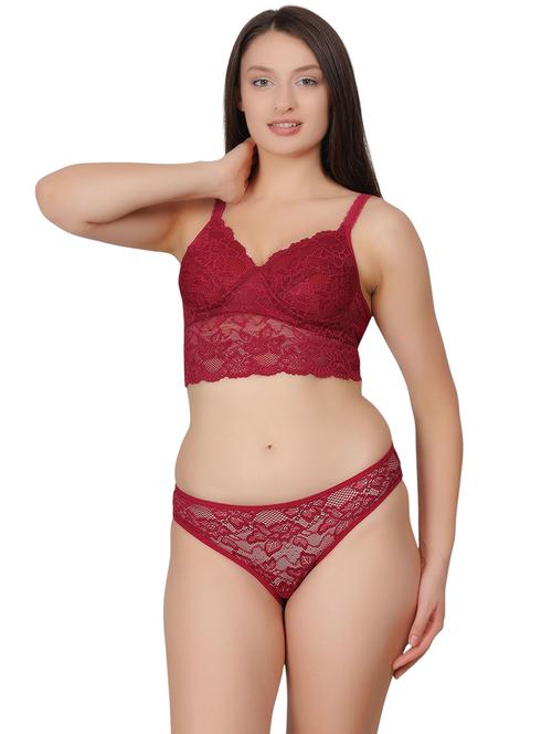 women red lace bralette and panty set - 21963248 -  Standard Image - 0