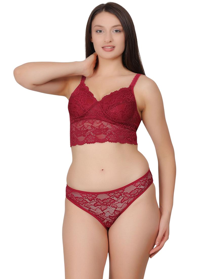 women red lace bralette and panty set - 21963248 -  Zoom Image - 0