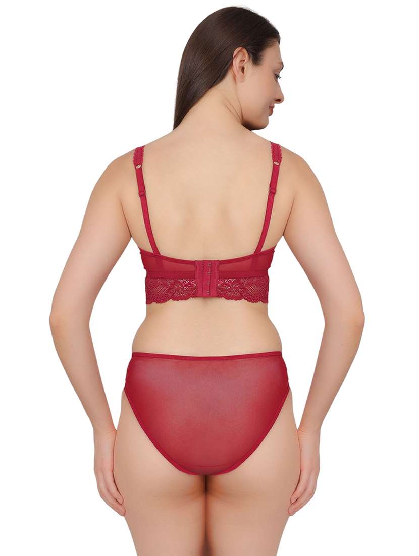 women red lace bralette and panty set - 21963248 - Standard Image - 3