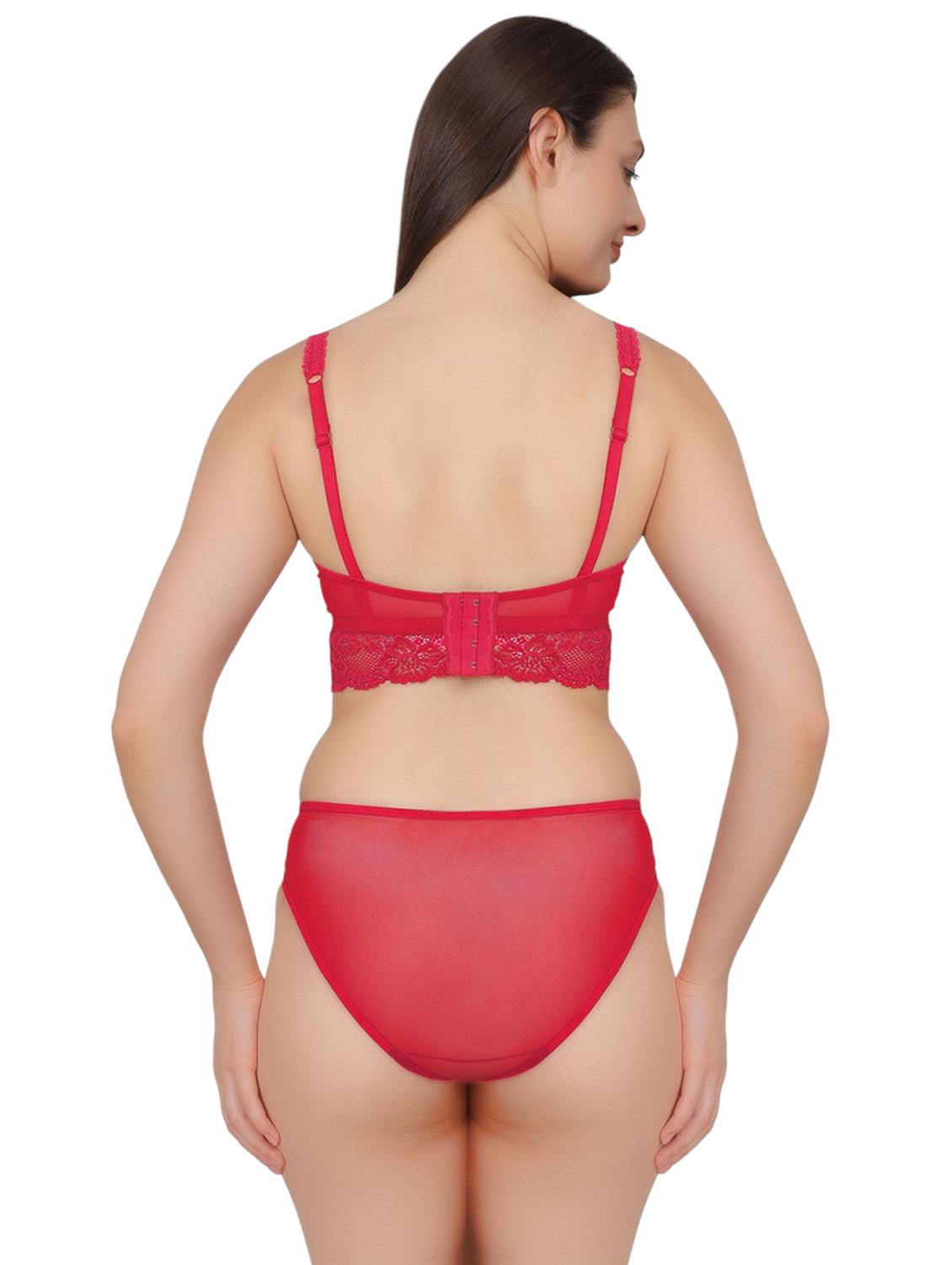 women red lace bralette and panty set - 21963250 - Standard Image - 3