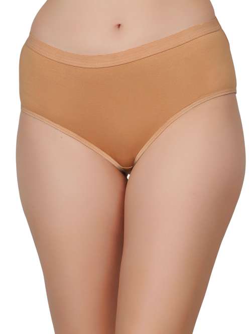 women beige solid hipster panty