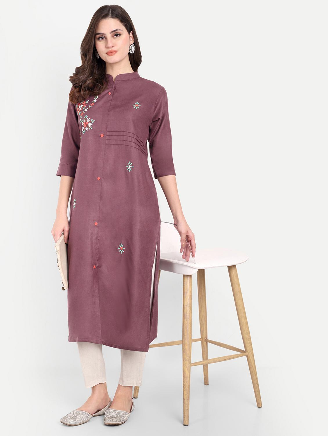 women three quarter sleeve straight kurta