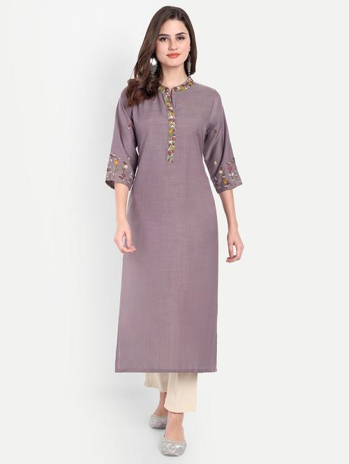 women three quarter sleeve straight kurta - 21963287 -  Standard Image - 0