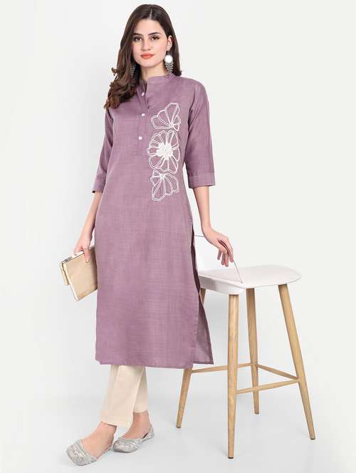 women three quarter sleeve straight kurta