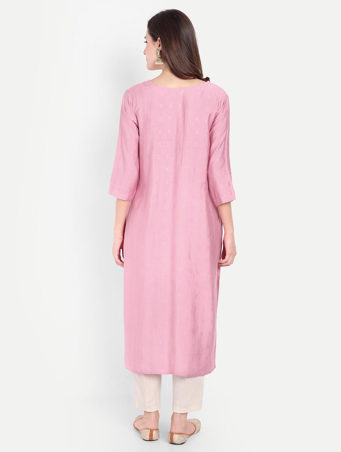 women three quarter sleeve straight kurta - 21963290 - Standard Image - 3