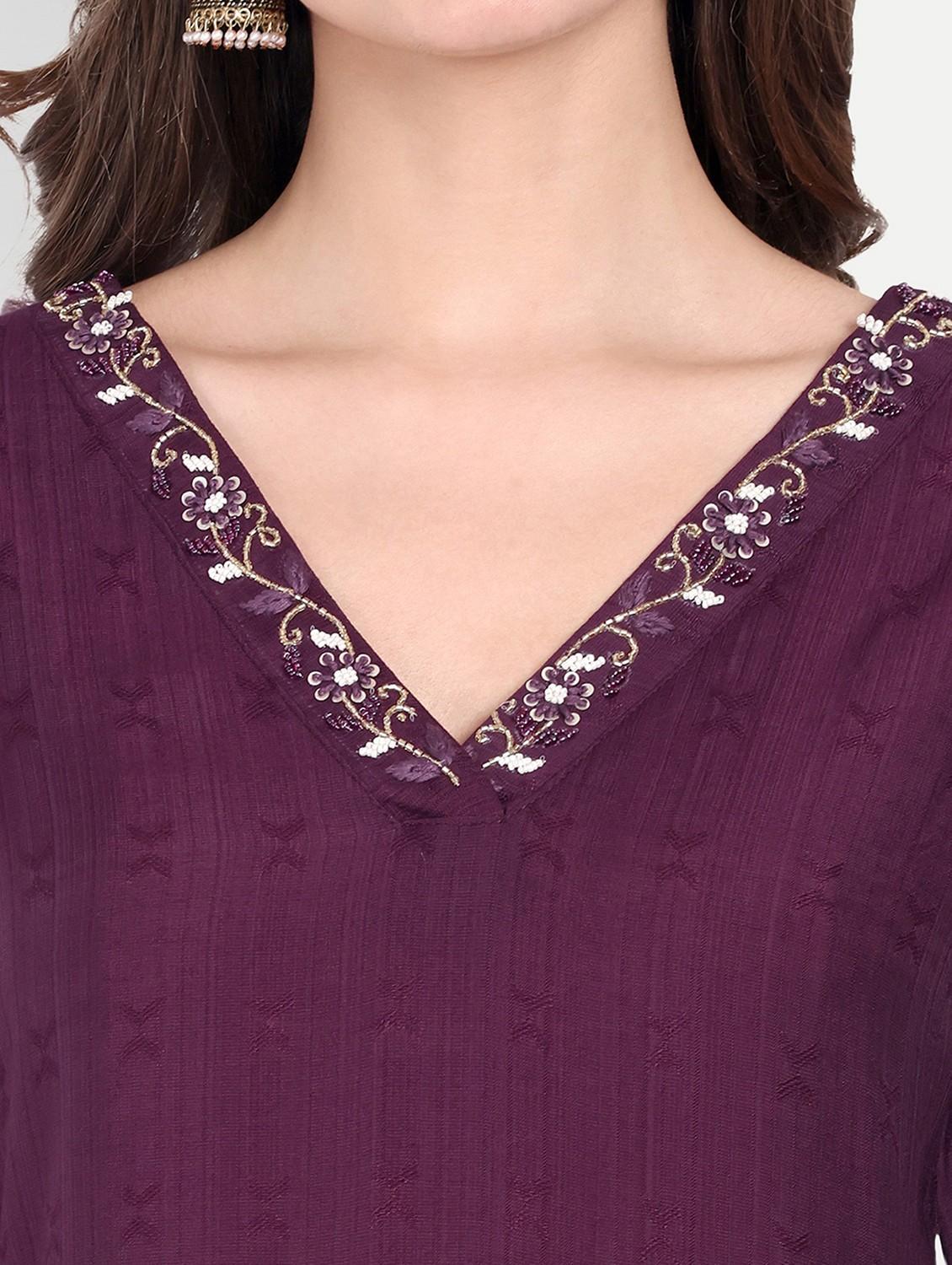 women three quarter sleeve straight kurta - 21963291 - Standard Image - 5