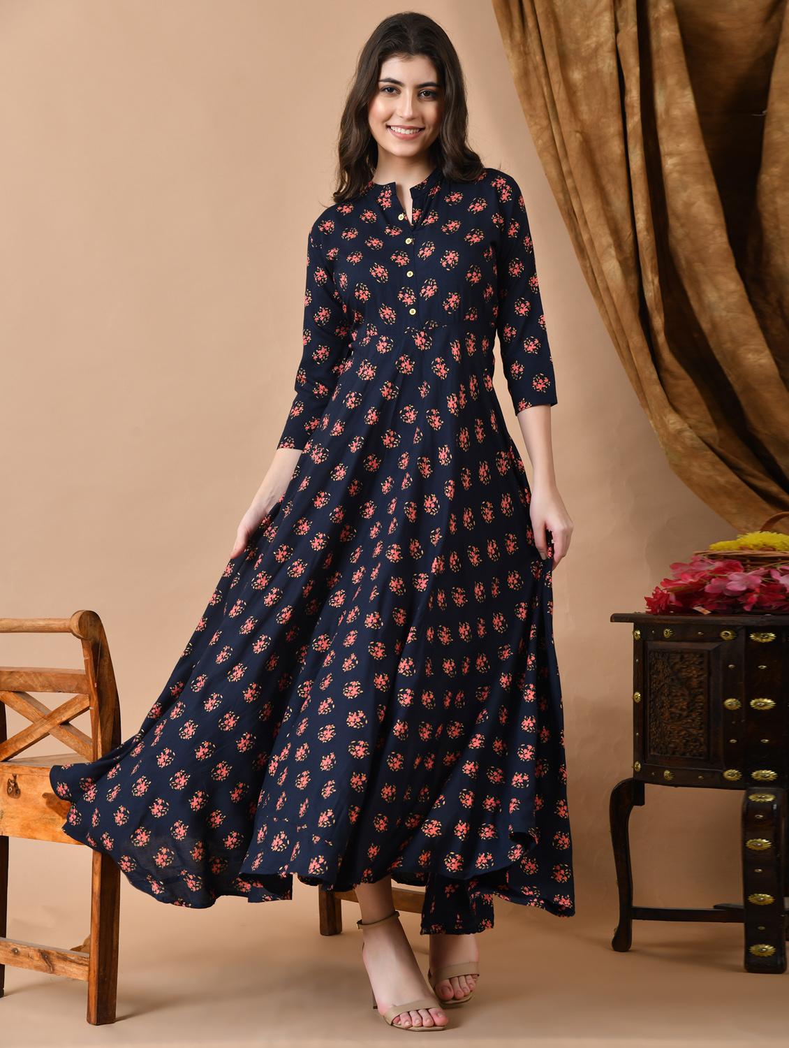 women three quarter sleeve anarkali ethnic dress - 21963322 - Zoom Image - 0