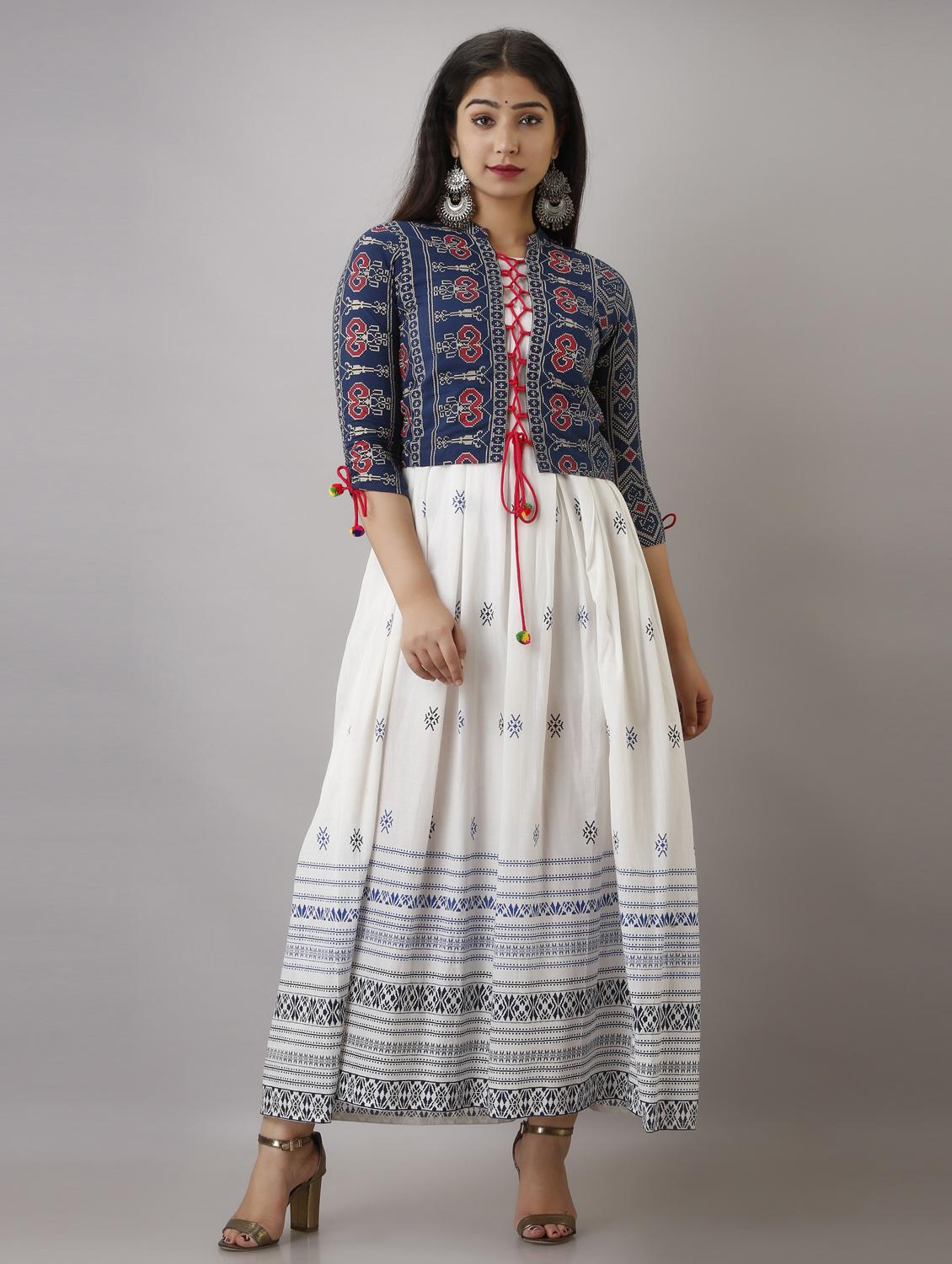 women printed three quarter sleeve ethnic dress - 21963333 -  Zoom Image - 0