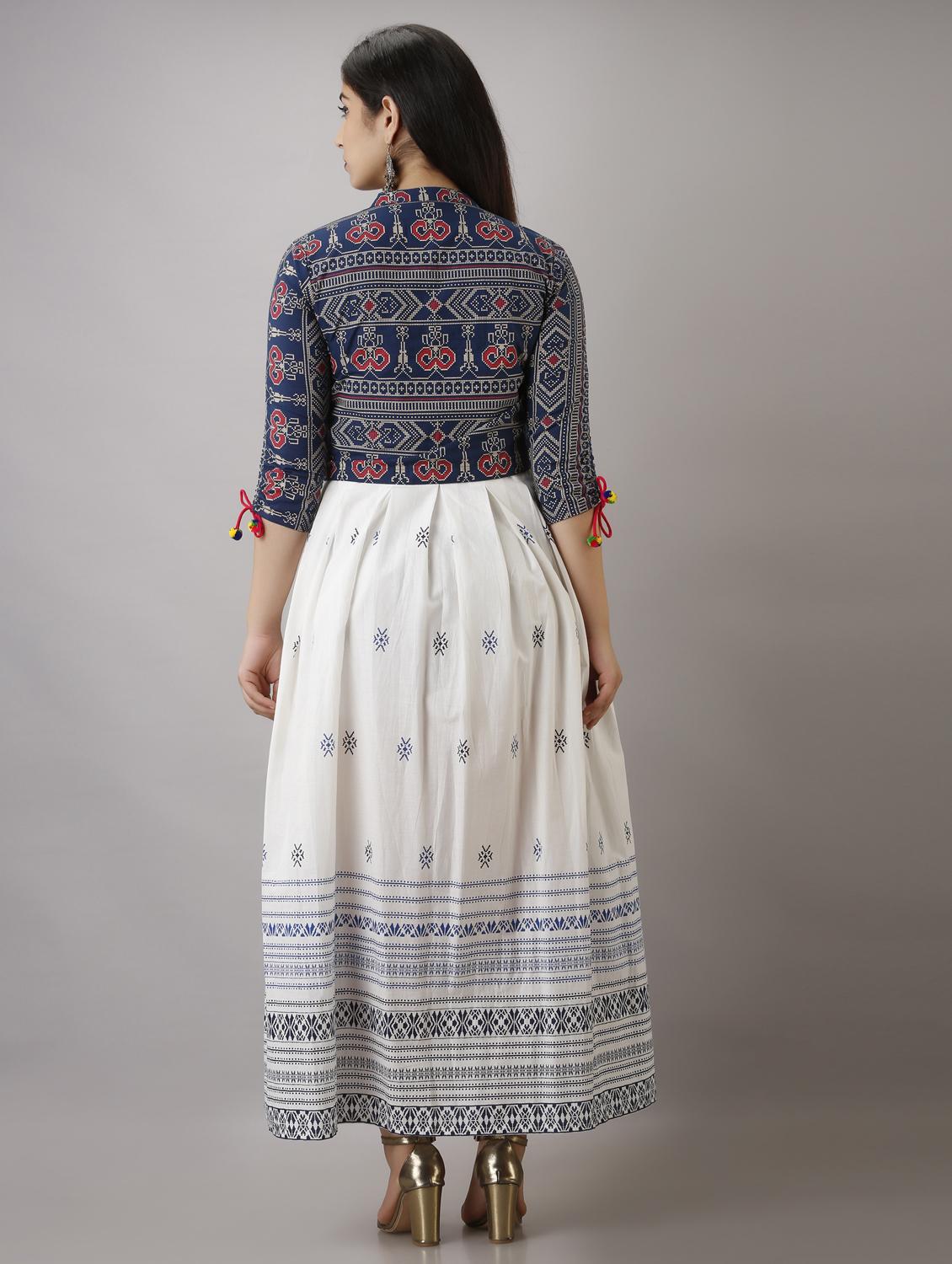 women printed three quarter sleeve ethnic dress - 21963333 - Standard Image - 3