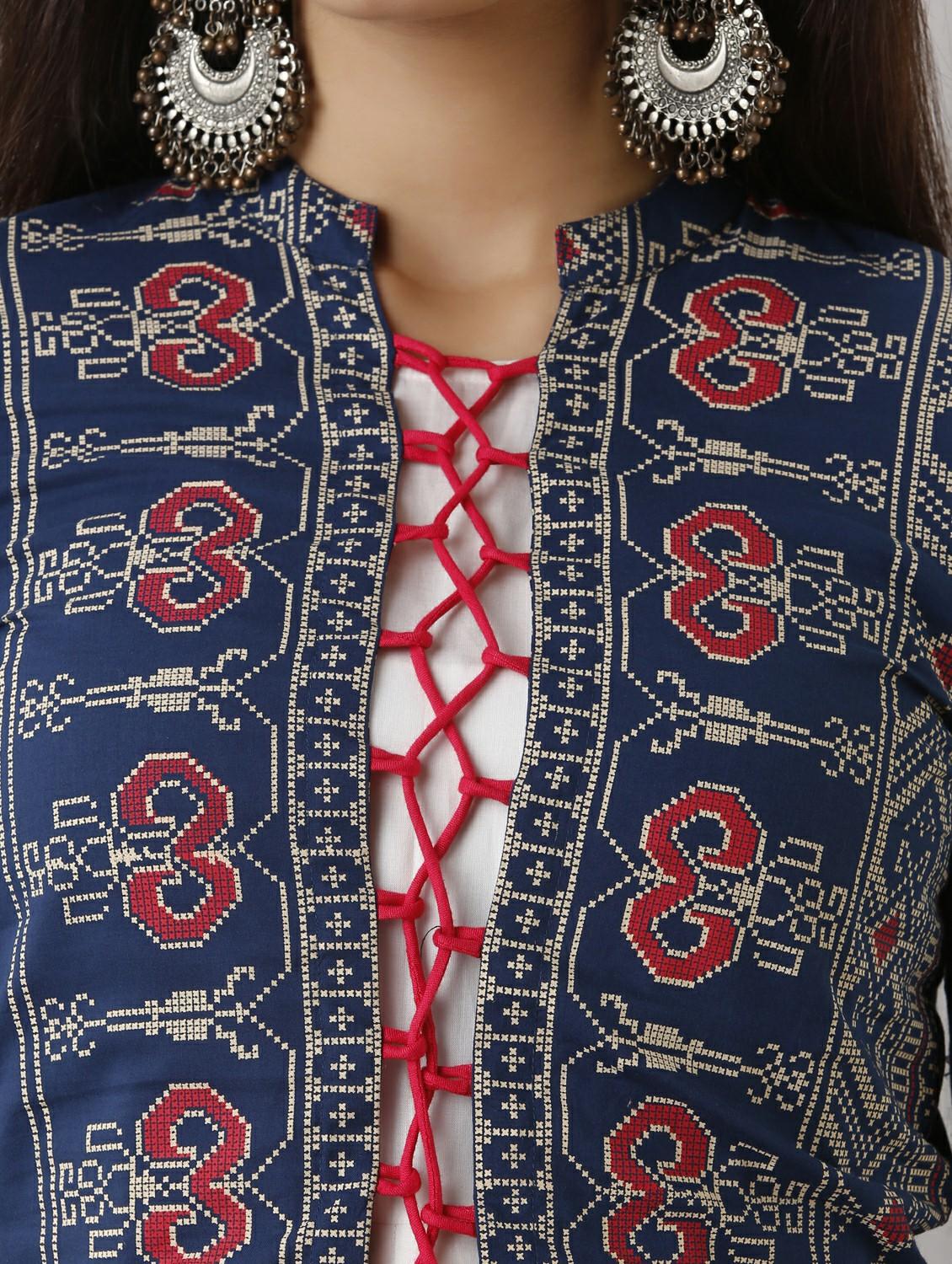 women printed three quarter sleeve ethnic dress - 21963333 - Standard Image - 5