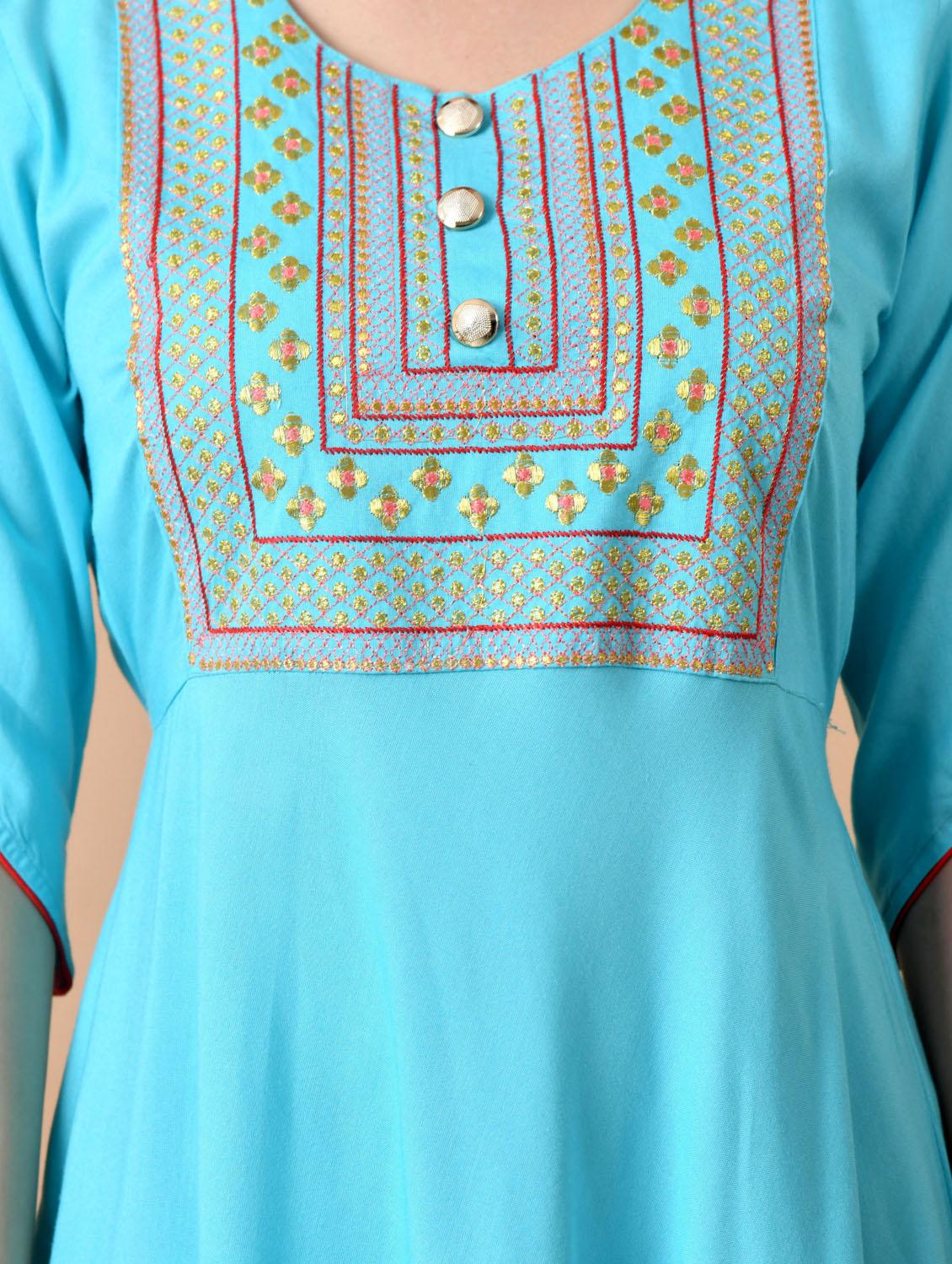 women embroidered elbow length sleeve ethnic dress - 21963336 - Standard Image - 5