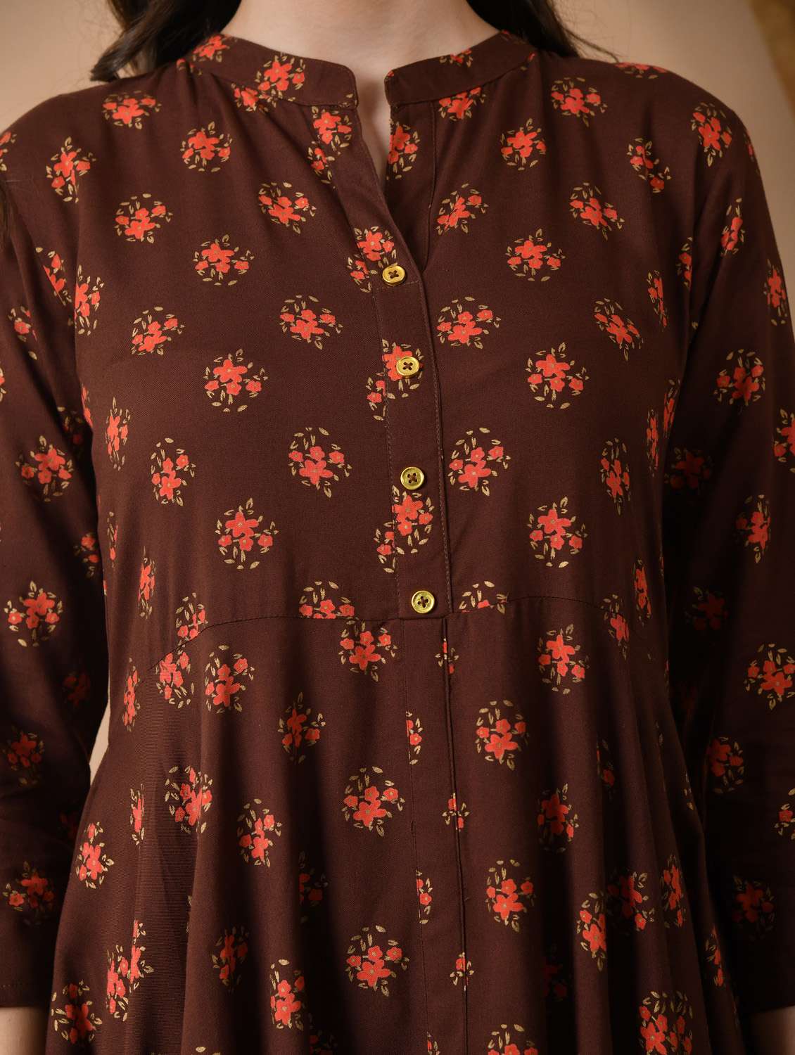 women floral printed three quarter sleeve ethnic dress - 21963341 - Standard Image - 5