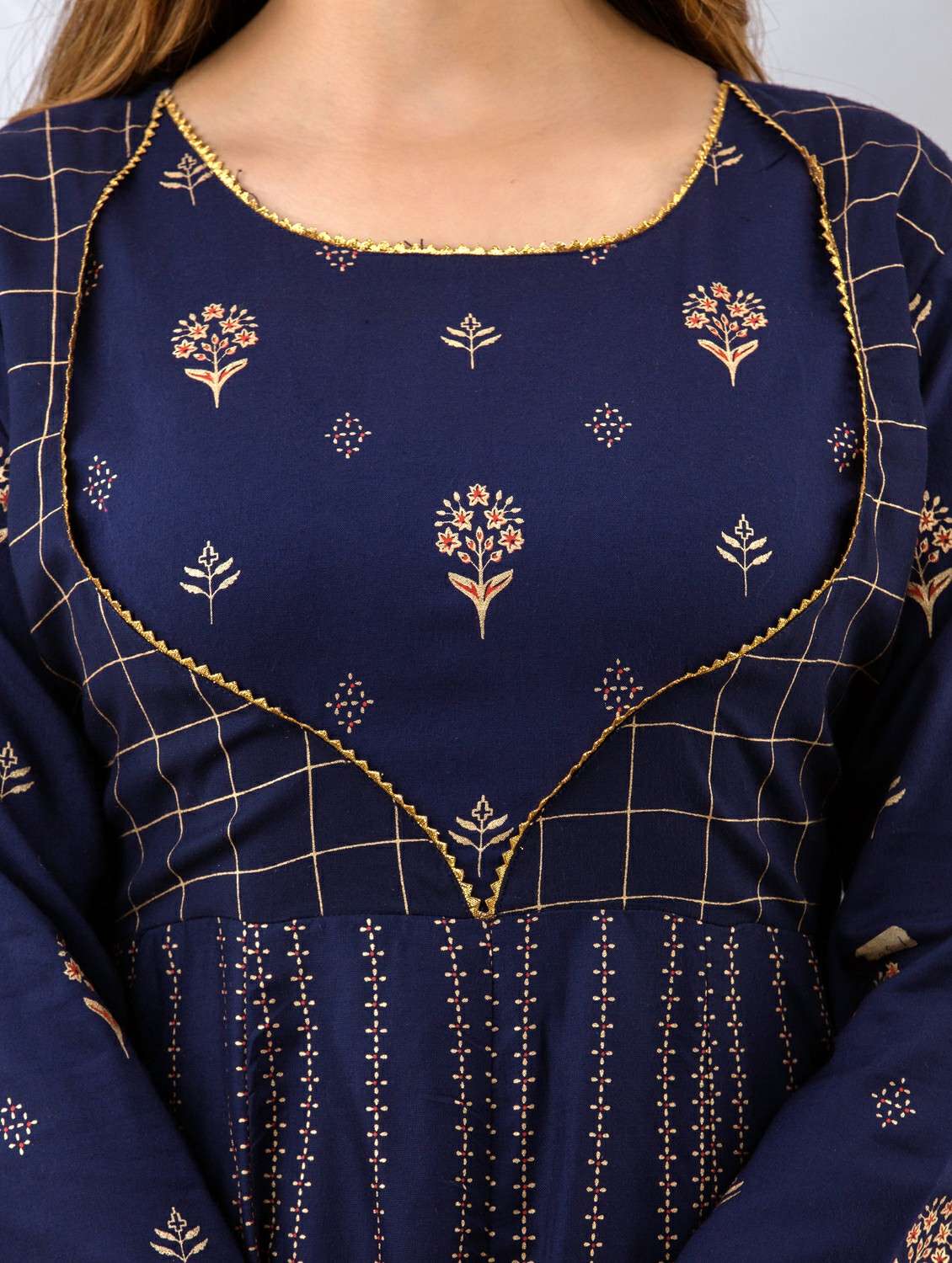 women printed three quarter sleeve ethnic dress - 21963342 -  Standard Image - 5