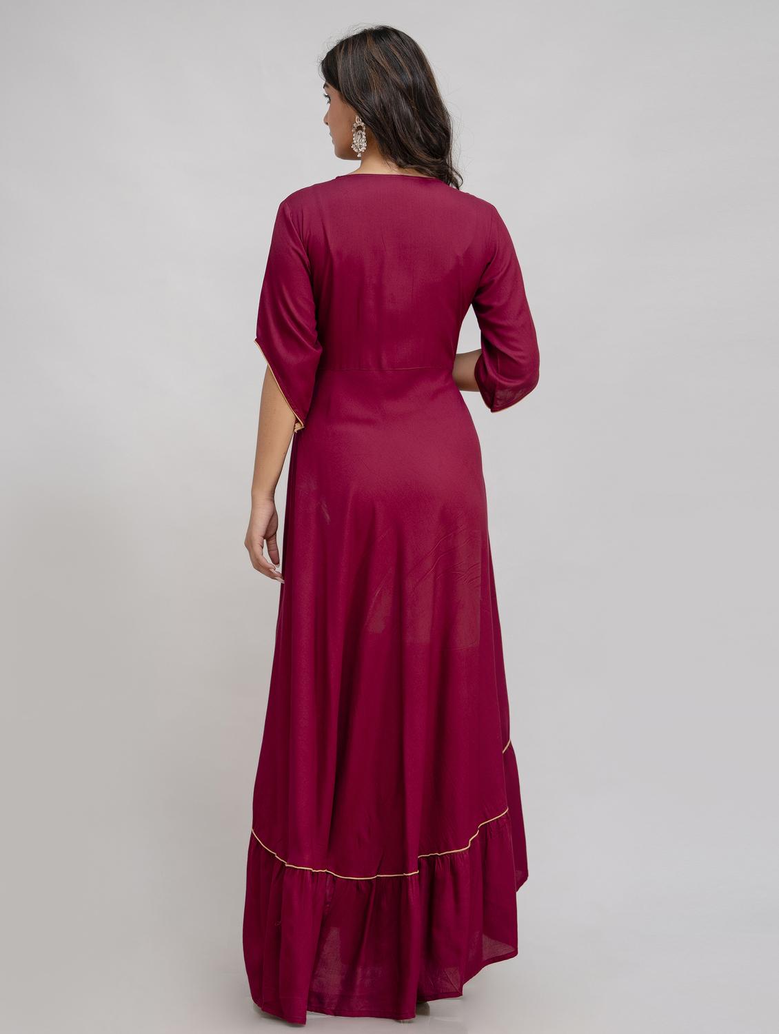 women embroidered elbow length sleeve ethnic dress - 21963344 - Standard Image - 3