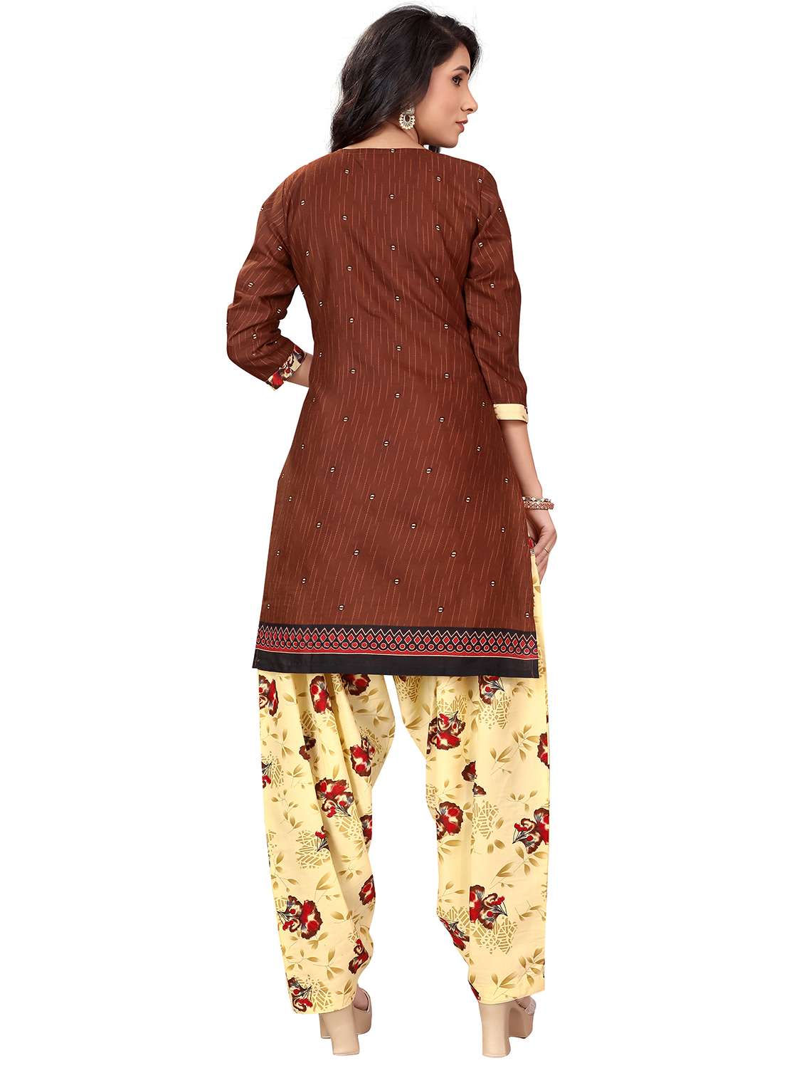 women printed three quarter sleeve kurta salwar with dupatta set - 21963373 -  Standard Image - 3