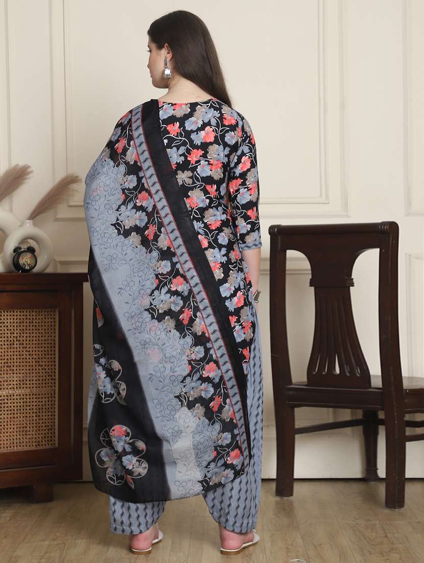 women printed three quarter sleeve kurta salwar with dupatta set - 21963389 -  Standard Image - 3