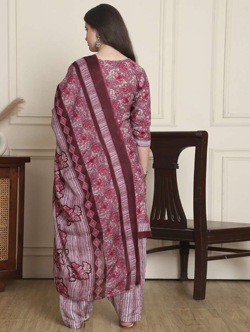 women printed three quarter sleeve kurta salwar with dupatta set - 21963391 -  Standard Image - 3