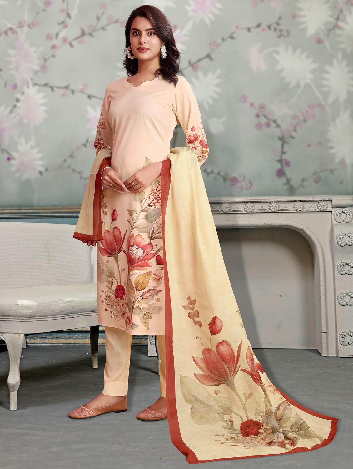 women three quarter sleeve kurta pant with dupatta set - 21963501 - Standard Image - 3