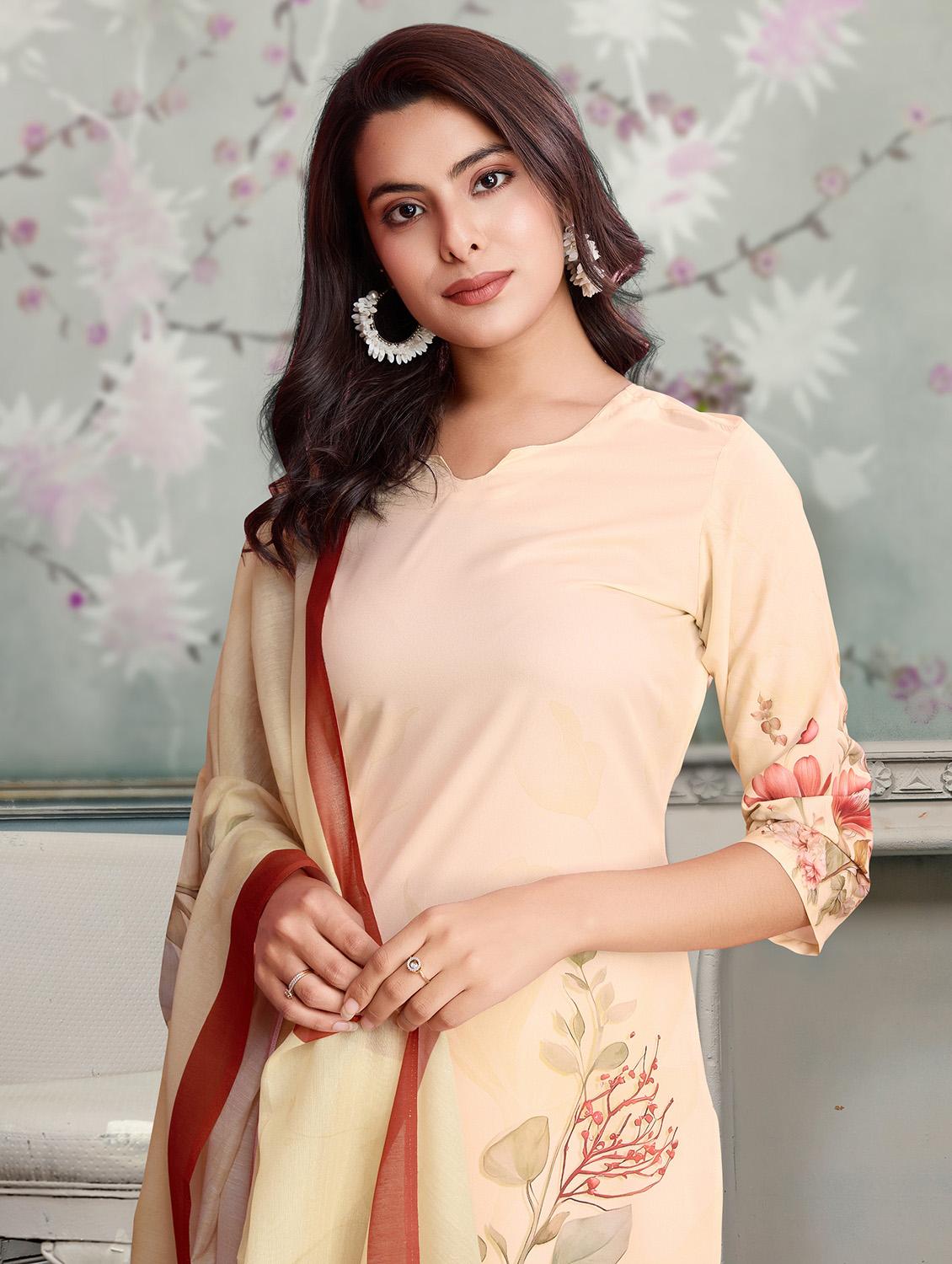 women three quarter sleeve kurta pant with dupatta set - 21963501 - Standard Image - 5