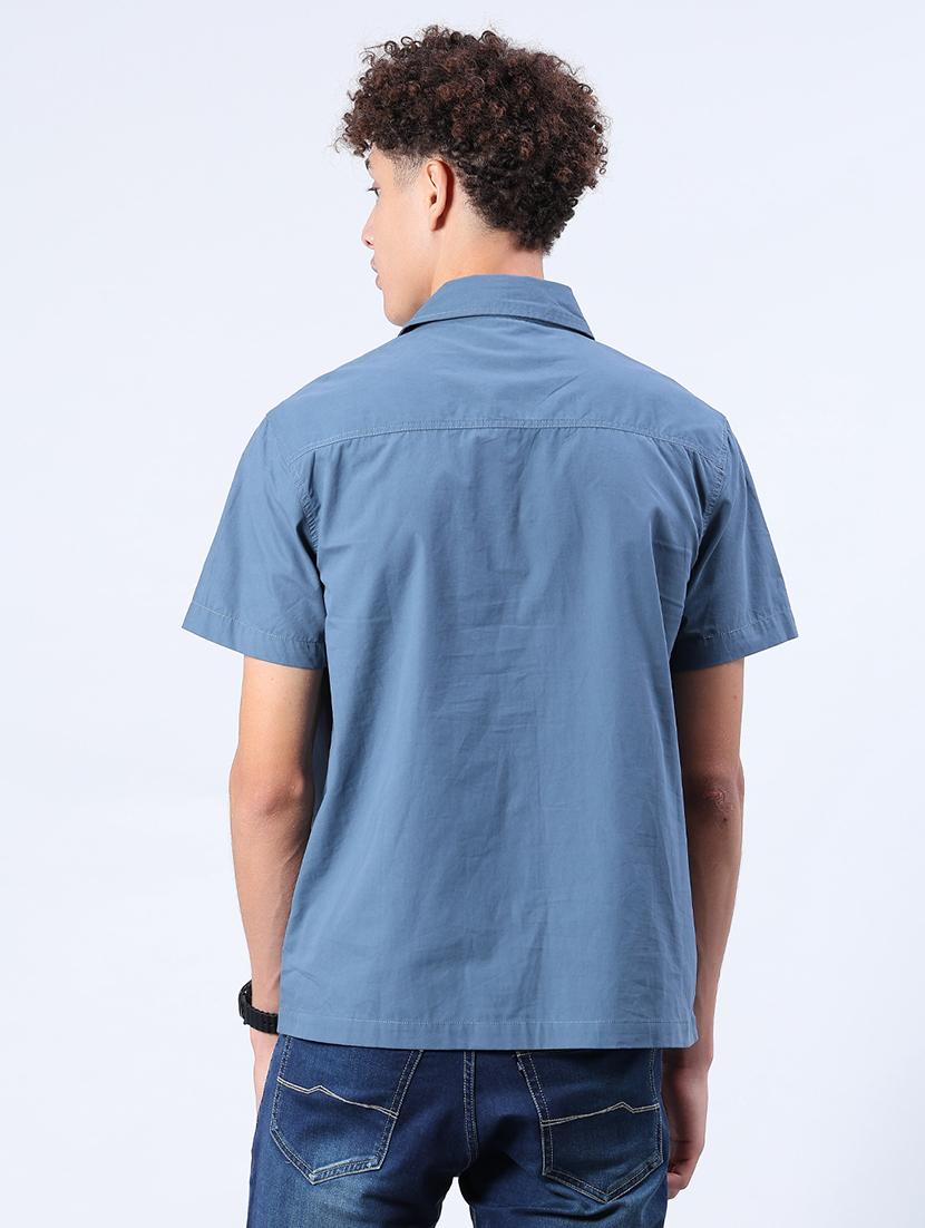men solid short sleeve regular fit casual shirt - 21963935 - Standard Image - 3