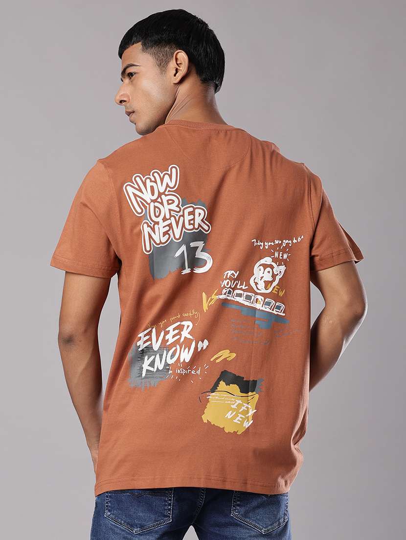 men front & back print round neck regular fit t-shirt - 21963943 -  Zoom Image - 0