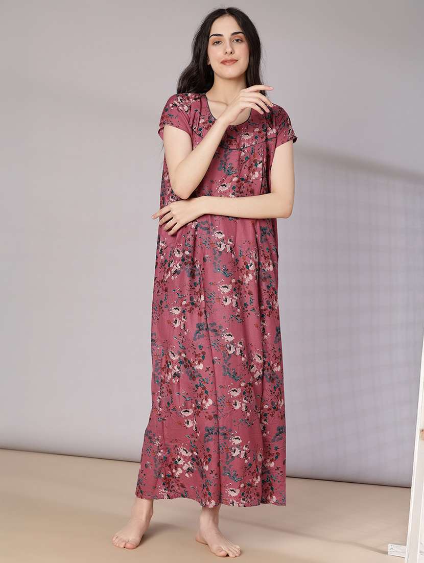 women printed short sleeve nighty