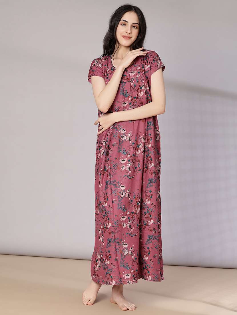 women printed short sleeve nighty - 21963990 -  Standard Image - 3