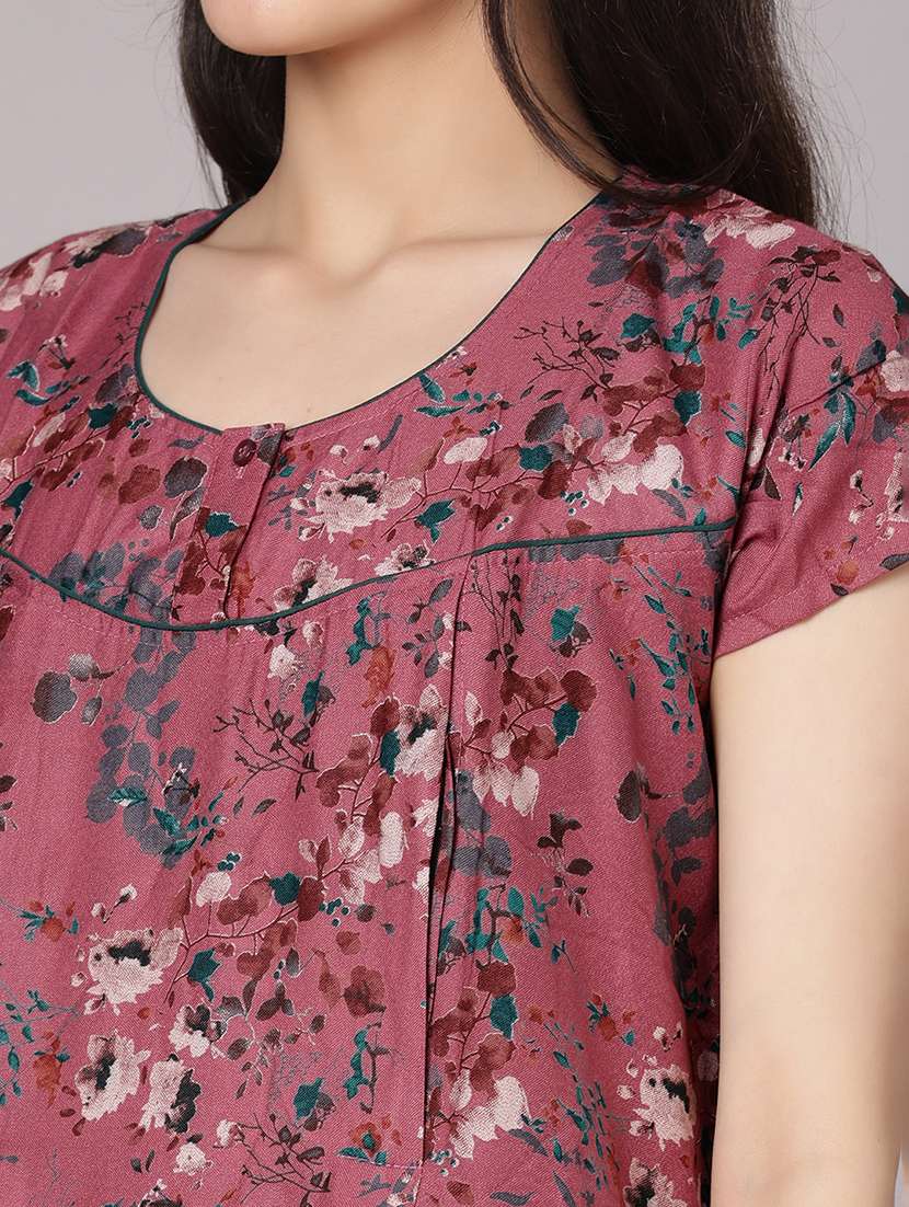 women printed short sleeve nighty - 21963990 -  Standard Image - 5