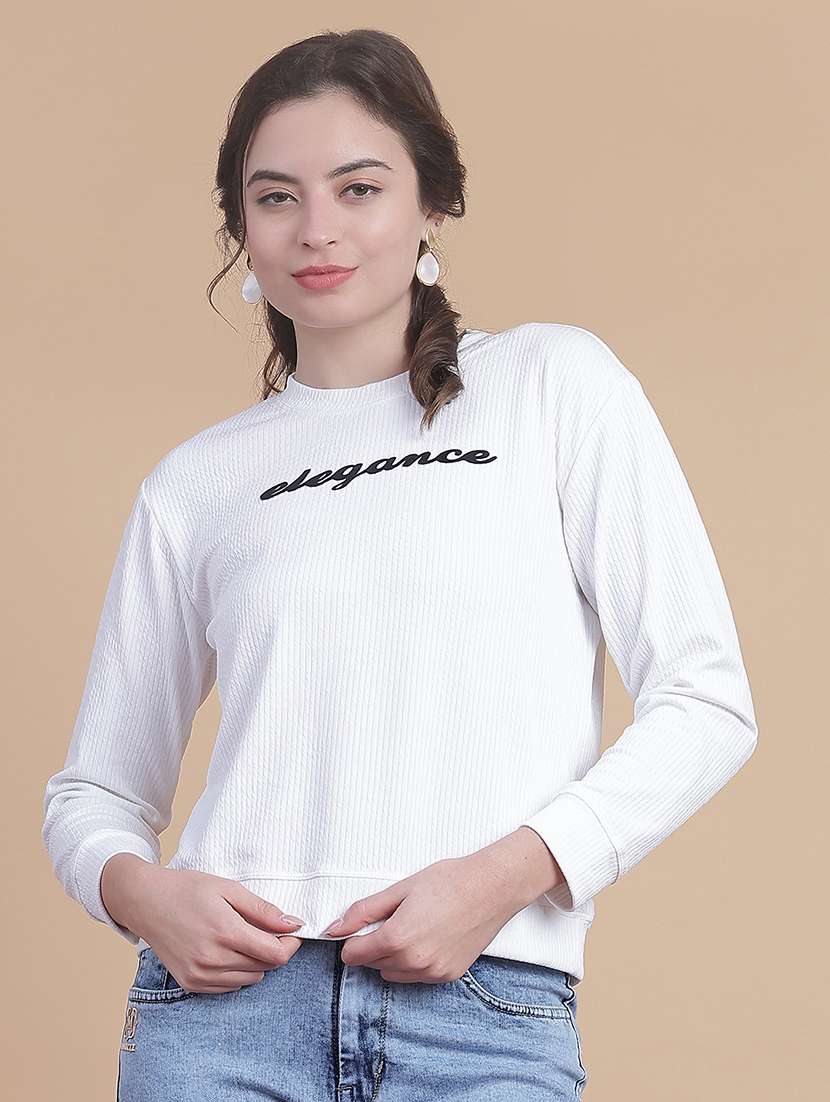 women chest print long sleeve t-shirt - 21964229 -  Zoom Image - 0