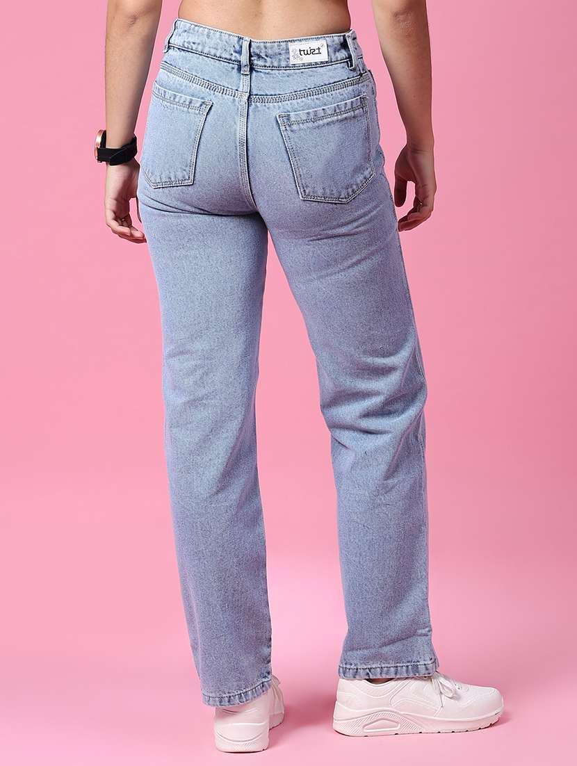 women plain mid rise straight fit jeans - 21964251 -  Standard Image - 3