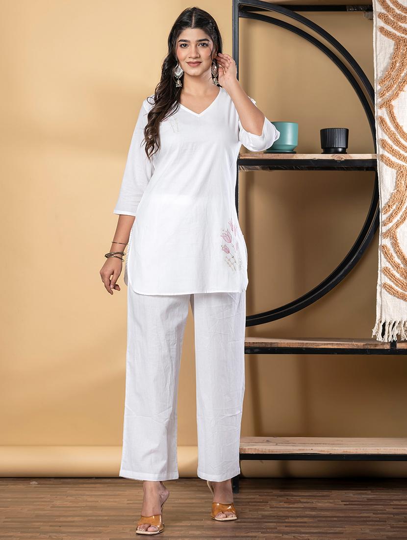 women three quarter sleeve ethnic co-ord set