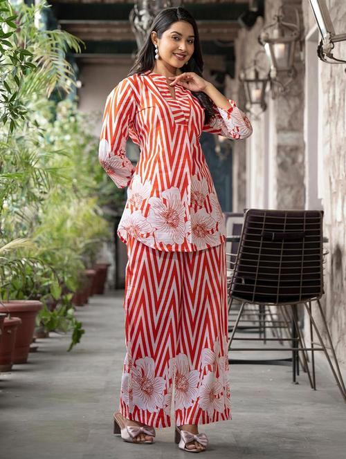 women three quarter sleeve ethnic co-ord set - 21964287 -  Standard Image - 0