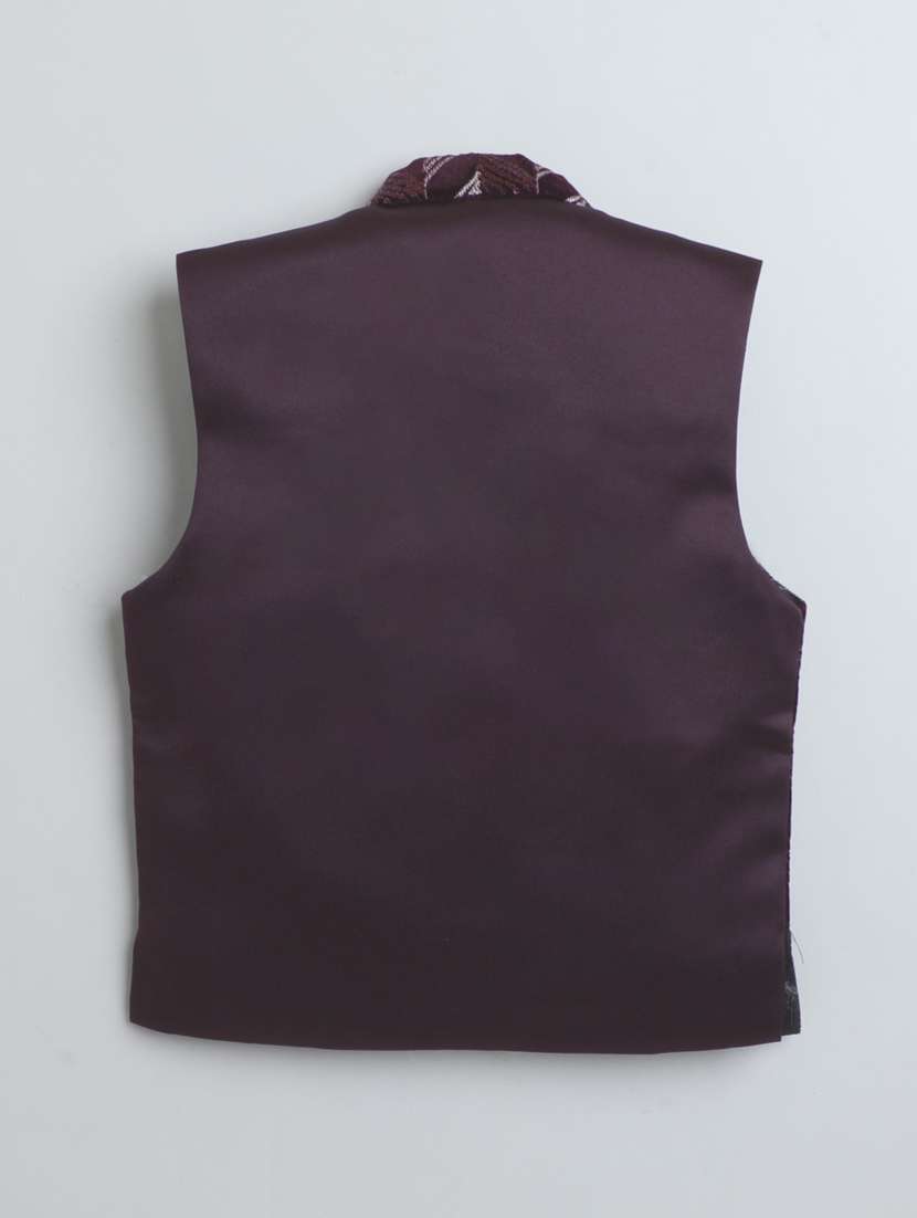 boys solid shirt and trouser with embellished wasitcoat set - 21964315 -  Standard Image - 3