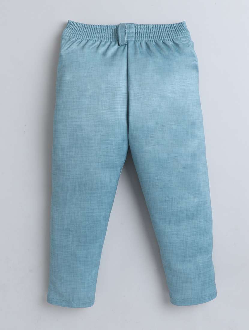 boys solid shirt and trouser with printed blazer set - 21964330 -  Standard Image - 5