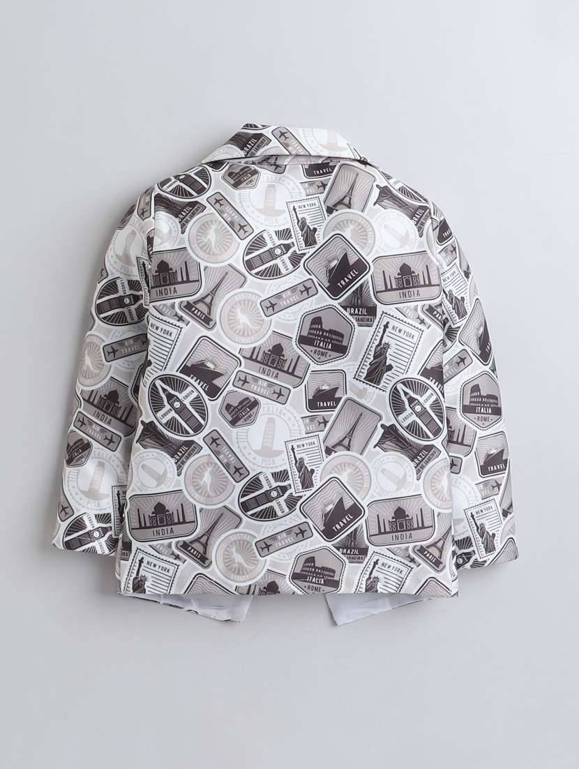 boys printed  t-shirt and trouser with blazer set - 21964336 -  Standard Image - 3