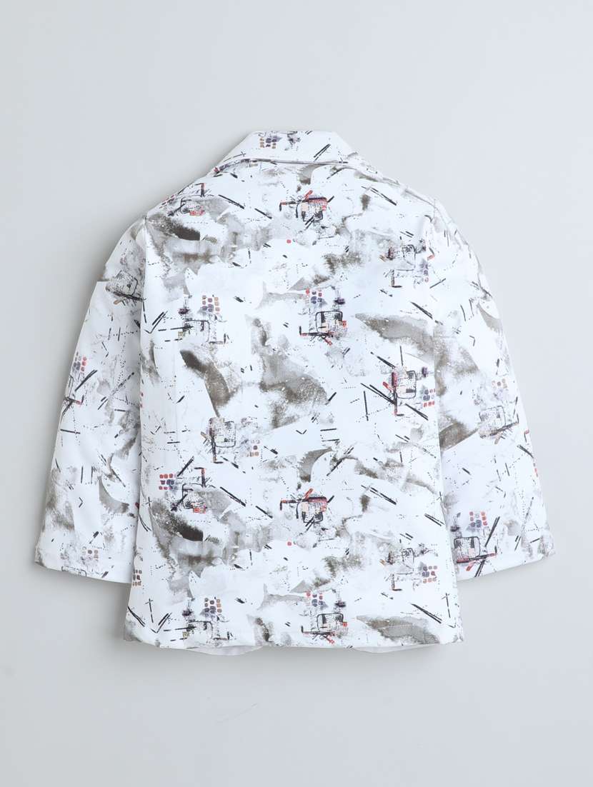 boys printed  t-shirt and trouser with blazer set - 21964338 -  Standard Image - 3