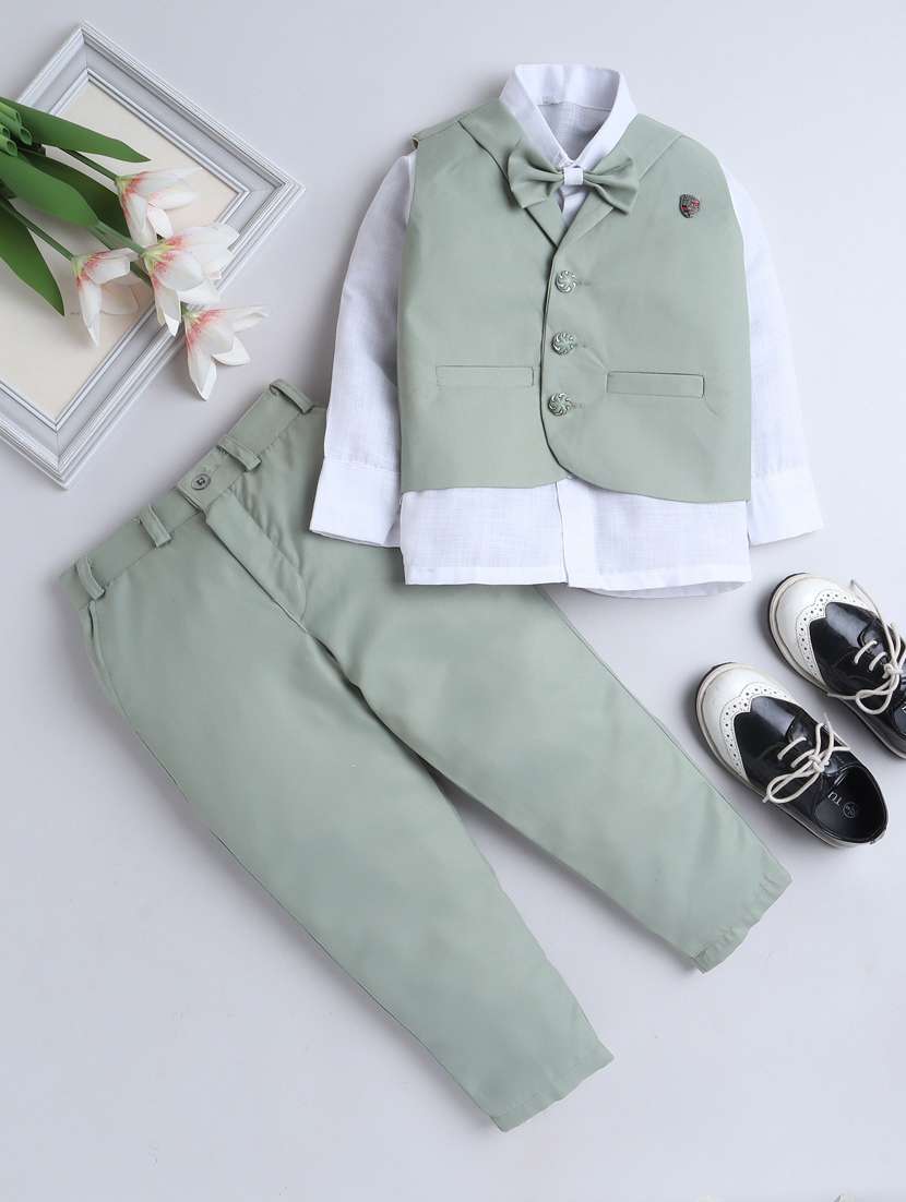 boys solid waistcoat and trouser set - 21964349 -  Zoom Image - 0