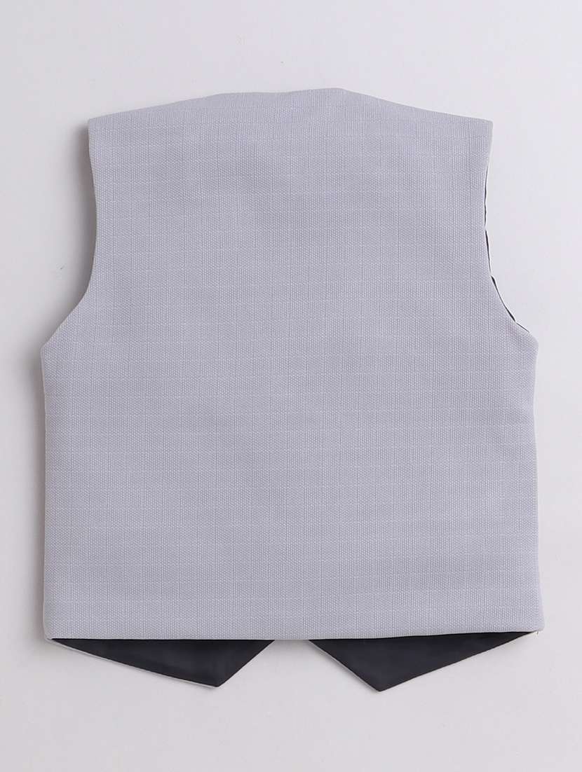 boys solid shirt and trouser with waistcoat set - 21964423 -  Standard Image - 3