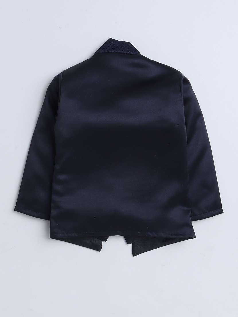 boys solid shirt and trouser with self designed blazer set - 21964429 -  Standard Image - 3