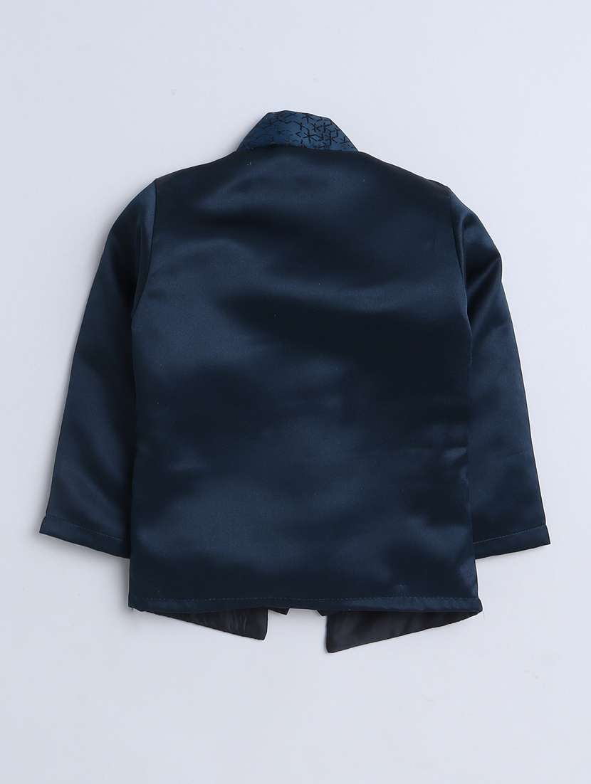 boys solid shirt and trouser with self designed blazer set - 21964430 -  Standard Image - 3