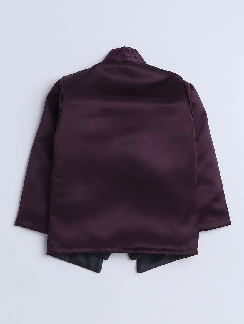 boys solid shirt and trouser with self designed blazer set - 21964431 -  Standard Image - 3