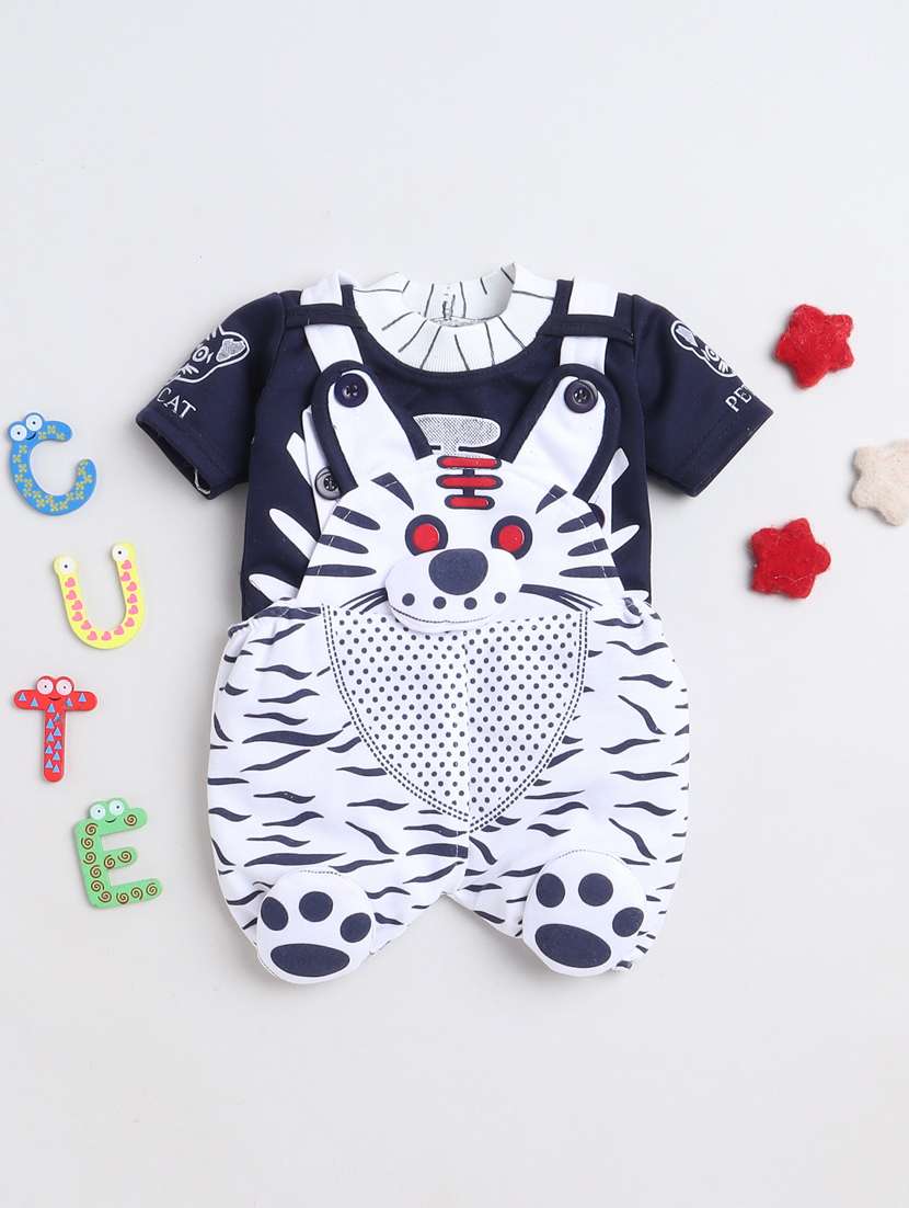 boys printed t-shirt and dungree set