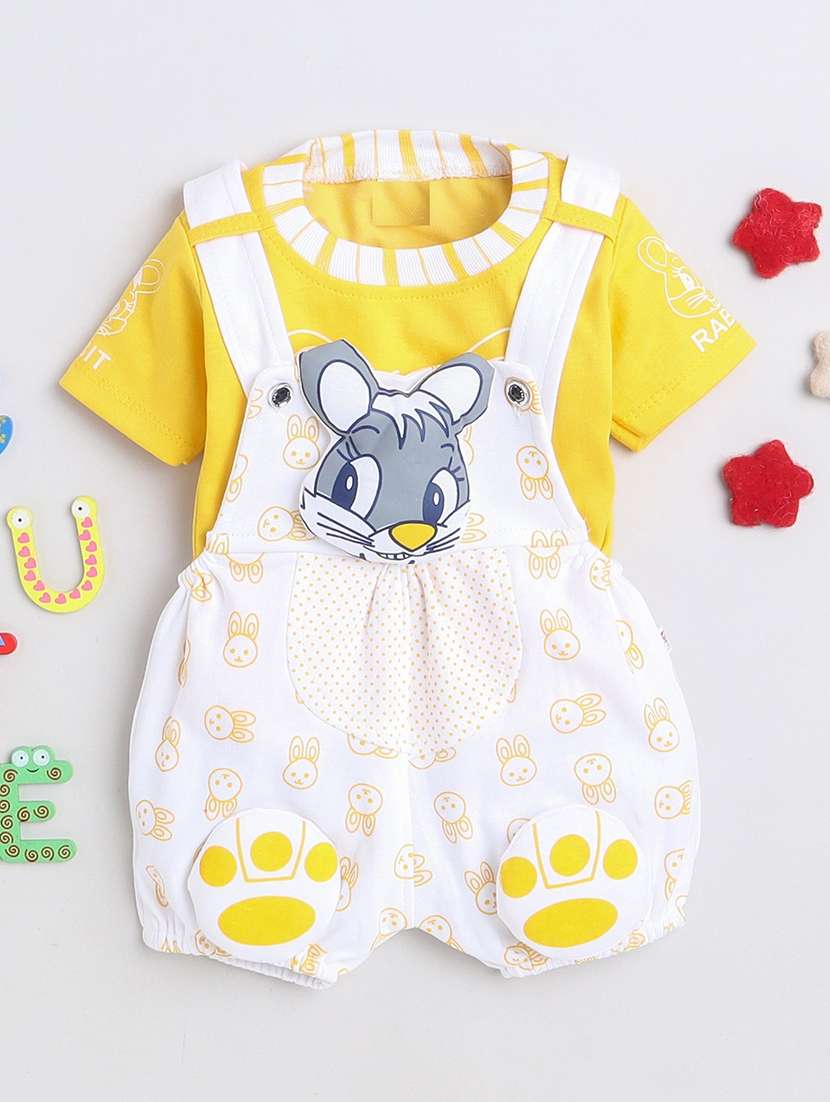 boys printed t-shirt and dungree set